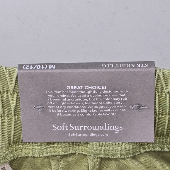 NWT Soft Surroundings Mara Vista Eyelet Crop Pants Tarragon Green Size M 10/12 - Picture 7 of 10